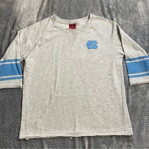 UNC Carolina Tar Heels Womens Colosseum Raglan 3/4 Sweatshirt Gray Large